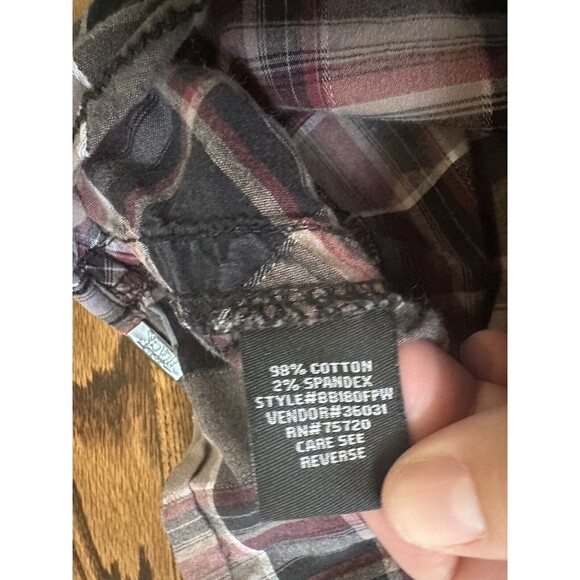 BKE Buckle Black No 48 Standard Fit Shirt Mens Large Plaid Snap Up Rockabilly - Picture 8 of 10